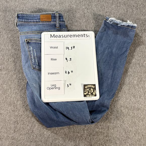 Judy Blue Jeans Womens 9 29 Slim Fit Distressed Ripped Raw Hem Stretch Denim Pan - Picture 8 of 8